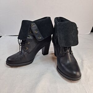 Timberline Stratham Heights Boots Fold Down Heeled 8622A Women 8 Black Leather